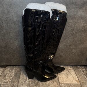 Steve Madden Shiny Black Over the Knee Boots